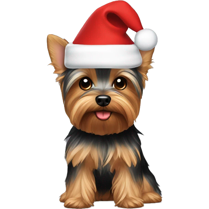 Yorkie with Santa hat emoji