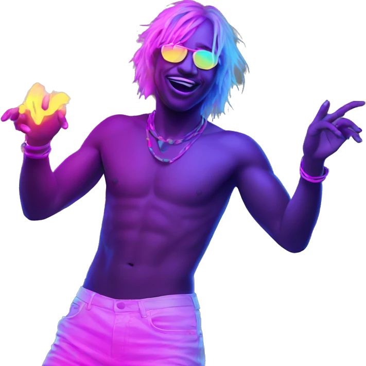 Rave party dancing neon smoking emoji