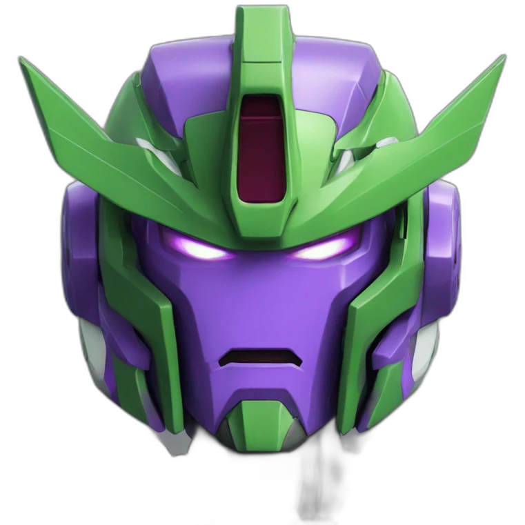 purple and green gundam mecha face emoji