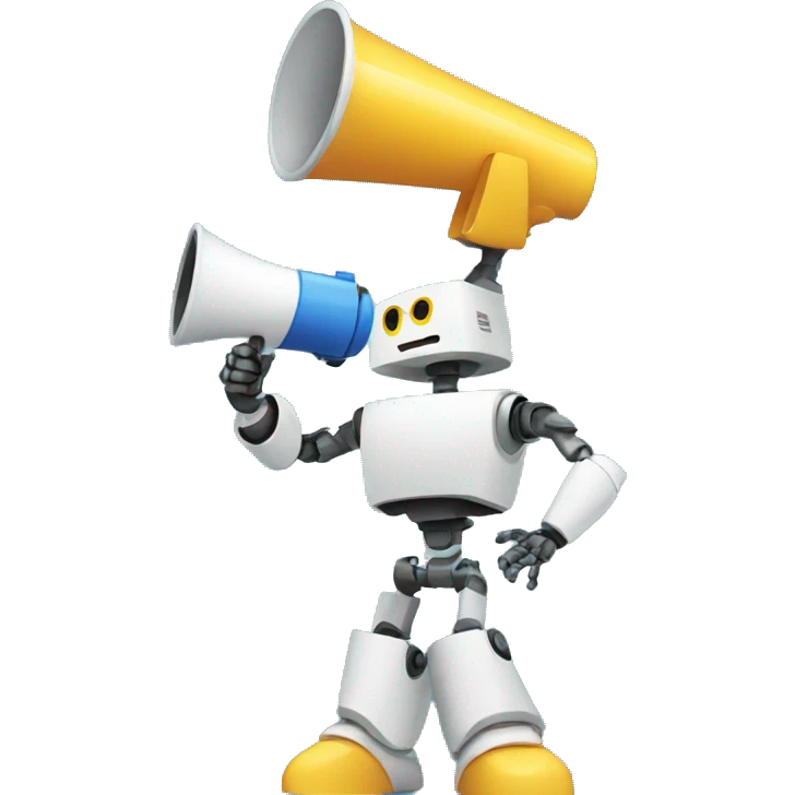 robot holding a megaphone emoji