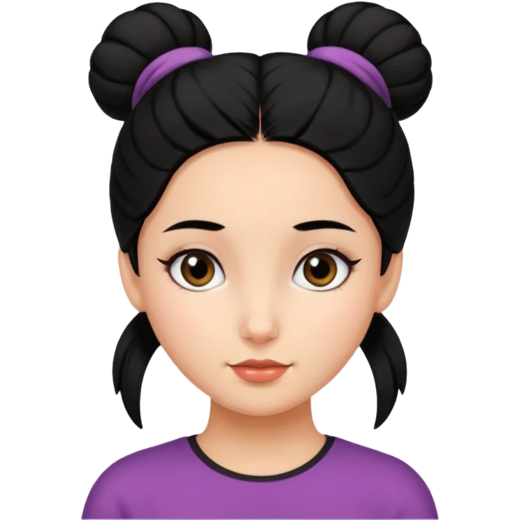 Девушка с одним пучком чёрных волос и тёмными глазами  emoji