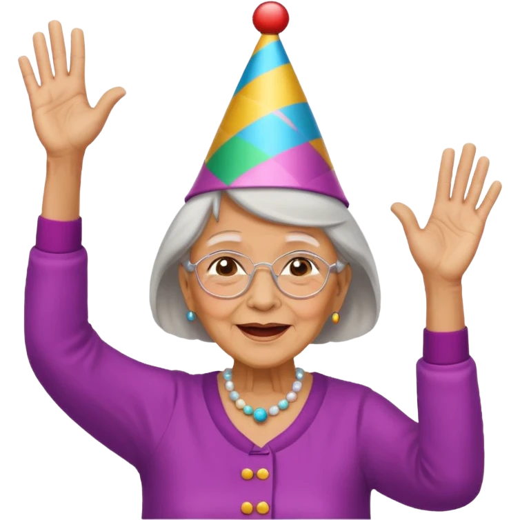Old lady hands up raise the roof dancing  emoji