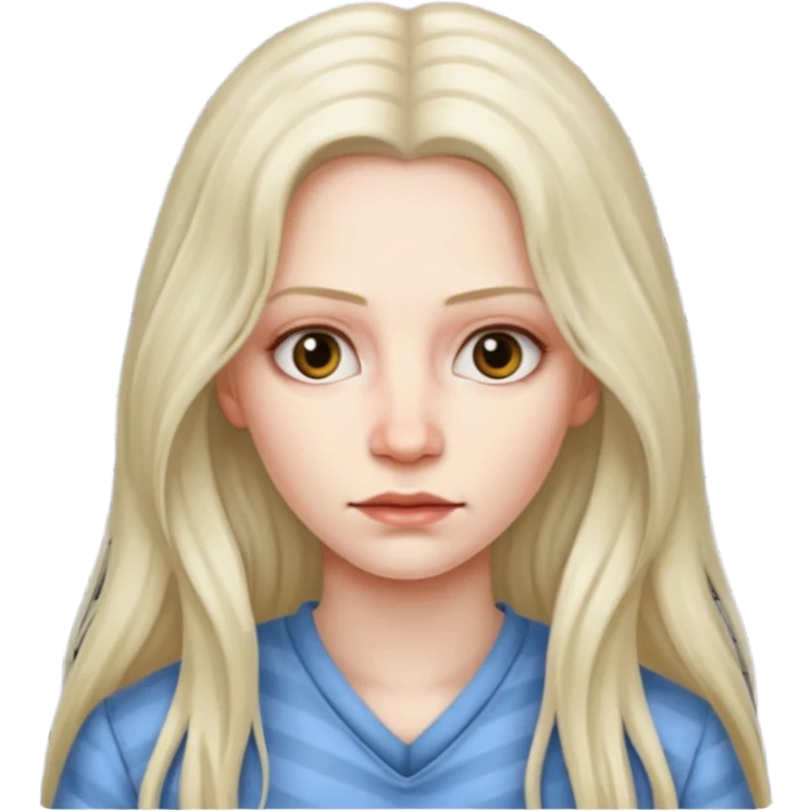prisoner long haired woman mug shot with bg emoji