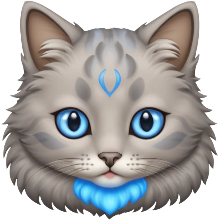 a gray cat with blue eyes on its FOREHEAD emoji
