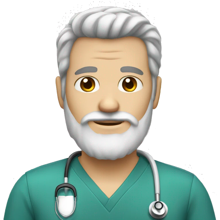 White skin, beard, doctor  emoji