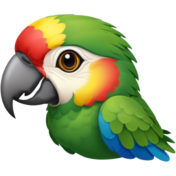 Flying parrot with a face view emoji