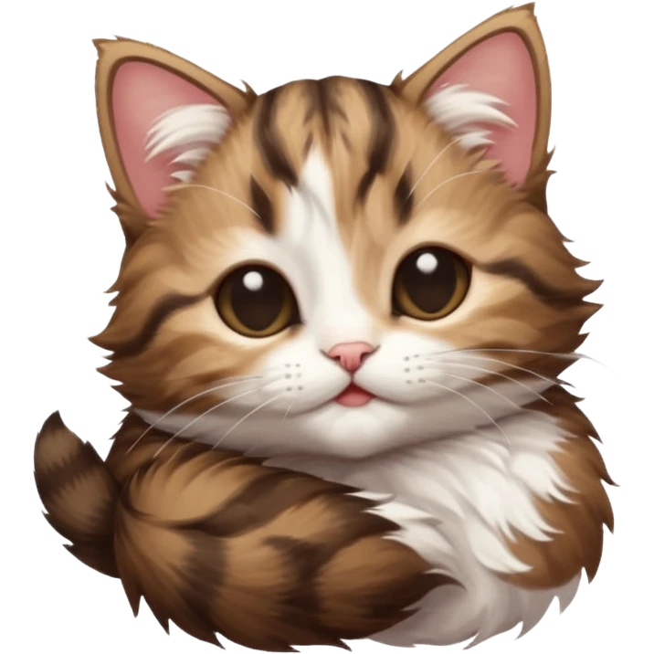 dark brown tabby and white kitten upside down with eyes closed emoji