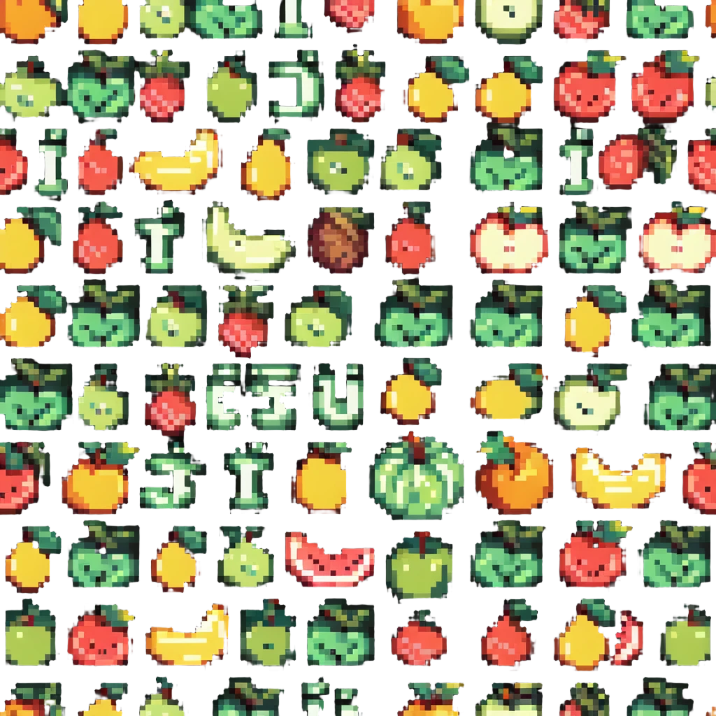 pixel art numbers with fruit elements emoji
