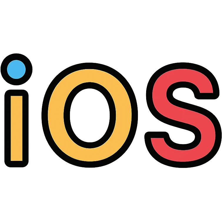 iOS lettering, color outline icon style, sleek and professional, modern tech look emoji