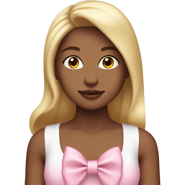 Blonde girl with straight hair, pink crop top and a white bow in hair emoji