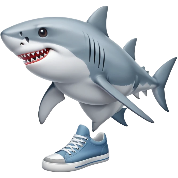 A shark with cool sneakers and three legs emoji