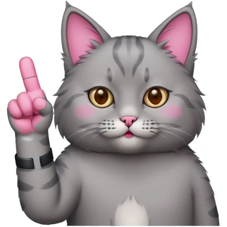 Gray cat giving middle finger emoji