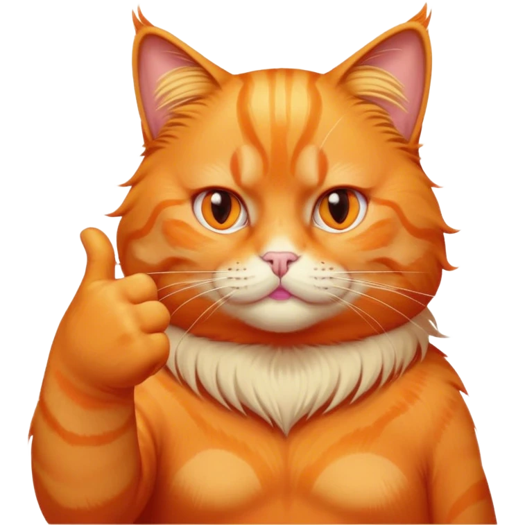 Orange cat giving middle finger to orange Donald Trump 💩 emoji