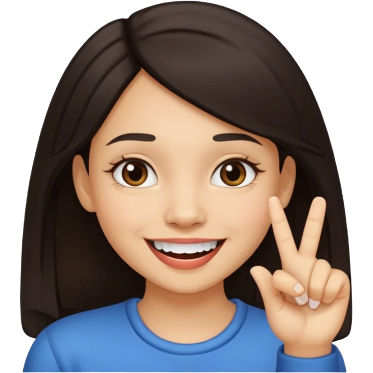 Emoji de una chica con el dedo sobre una esquina de los dientes sonriendo de forma coqueta   emoji