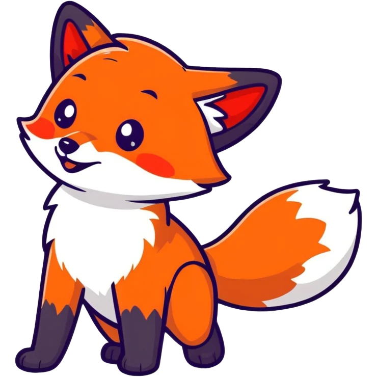 Red fox waving hi emoji
