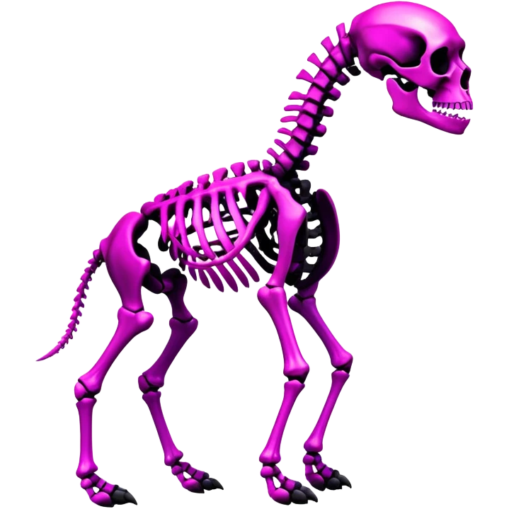 A black and magenta gradient epic shiny cool edgy skeletal animal, full body emoji