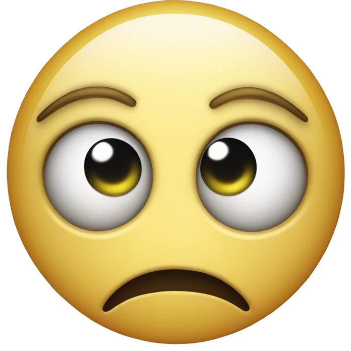 Smiley face with downward turned wide eyes and a straight mouth emoji