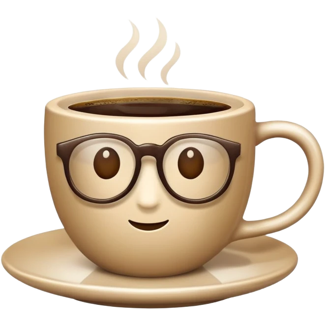 Coffee beige cup and glasses emoji