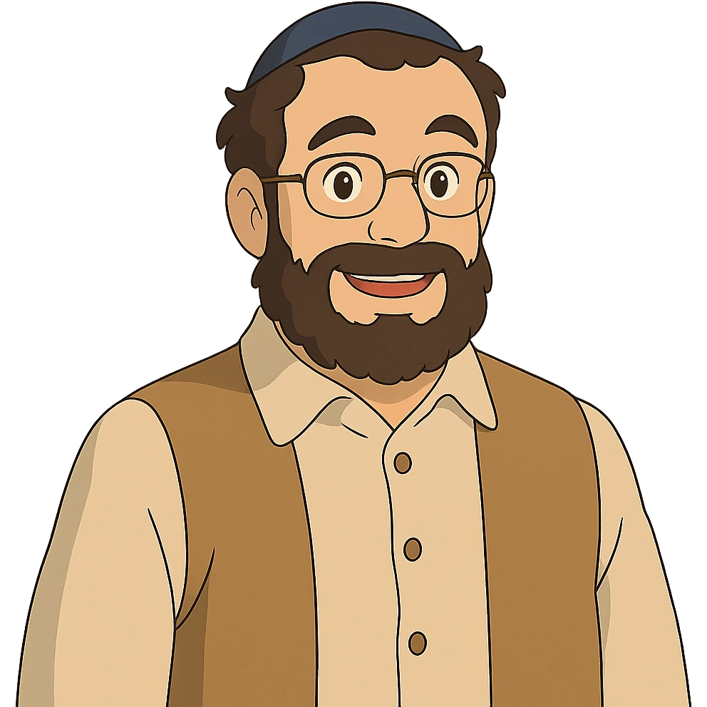 ghibli style friendly Jewish man wearing a kippah emoji