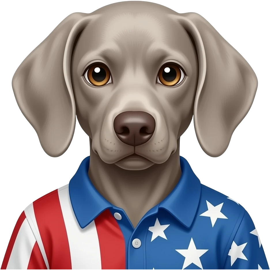 Gray Weimeraner dressed for 4th of July emoji