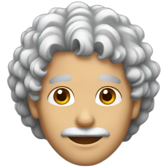 Gray-haired, curly-haired guy emoji