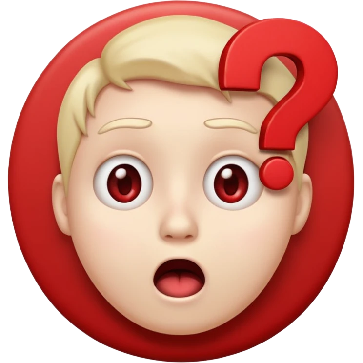 Classic emoji with a red ? and shocked face emoji