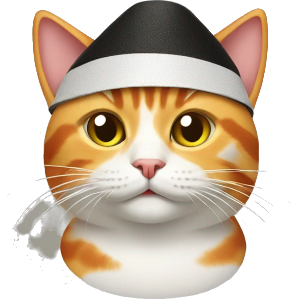 cat wearing a hat made out of sushi emoji
