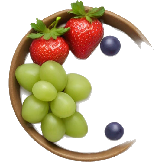 fruit yogurt bowl with strawberries and grapes emoji