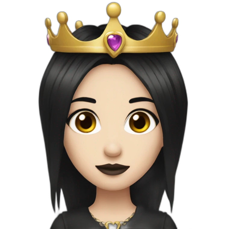 goth princess with crown black hair brown eyes  emoji
