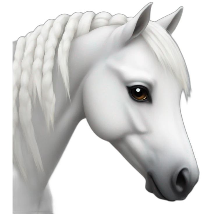 Realistic white pony with a braids emoji