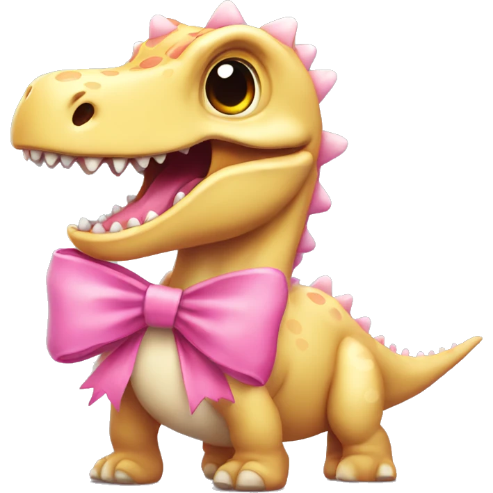 Dino with a pink bow emoji