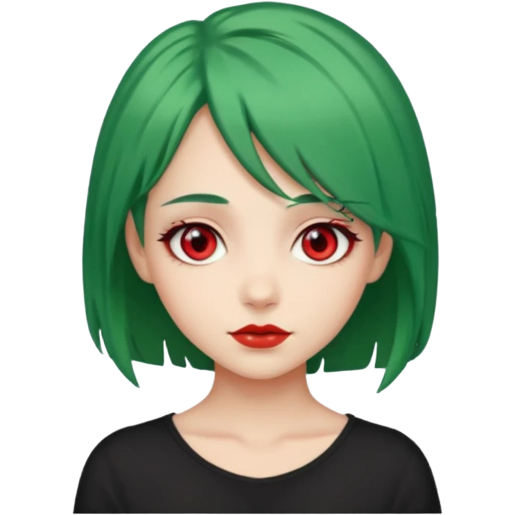 Pretty girl with green hair and red and siren eyes emoji
