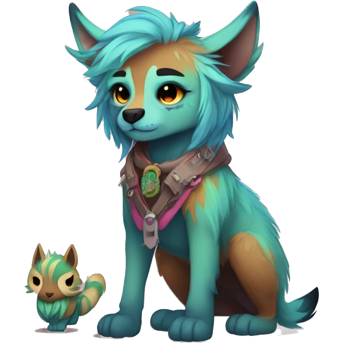 Cool cute Kawaii edgy colorful anthro fantasy-animal-fursona griffsnuff & LiLaiRa & Falvie full body emoji