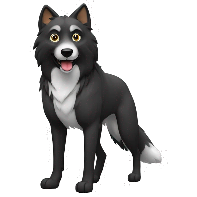 Lobo siberiano negro con blanco dando la pata emoji