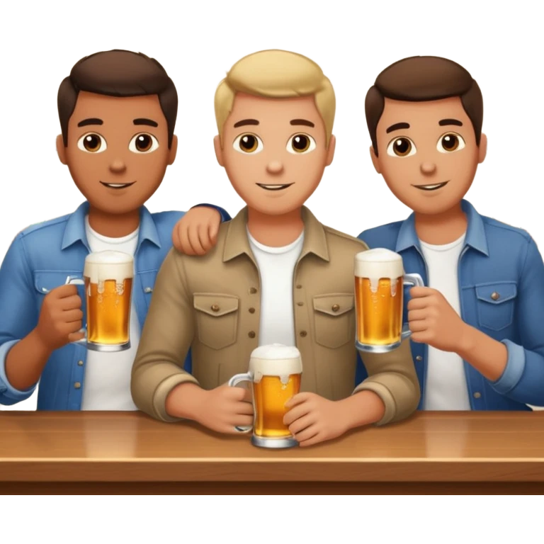 Man with two male friends drinking beer at the bar emoji