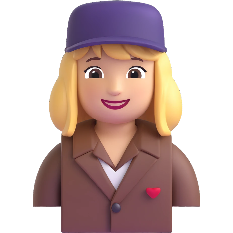 roblox character, wearing a hat, smiling, classic style, 3D style emoji