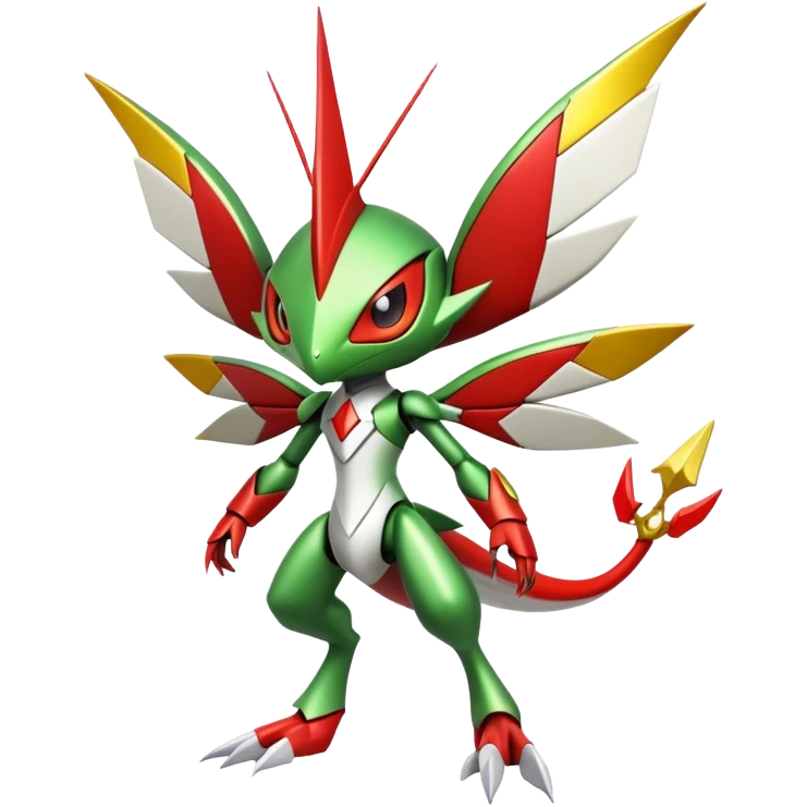 Cute Cool Edgy Shiny Ethereal Legendary Kartana-Digimon-Scizor-hybrid full body emoji