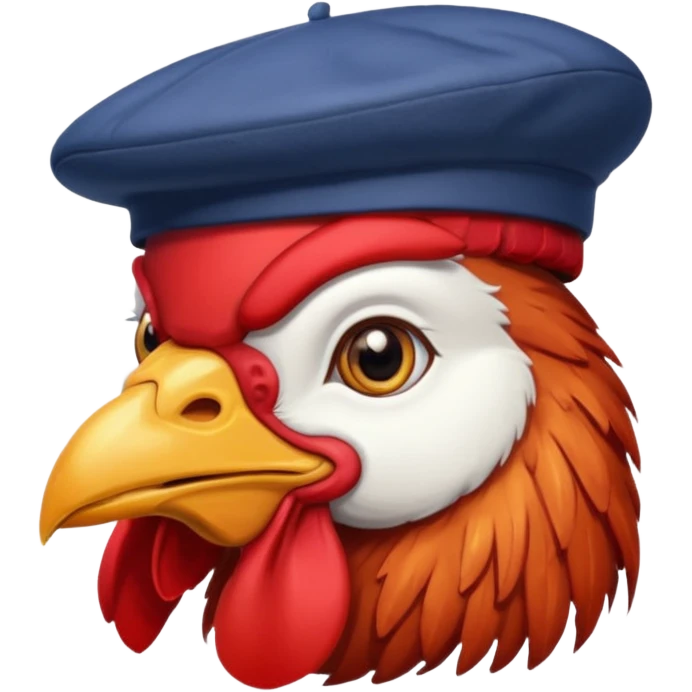 rooster wearing beret emoji