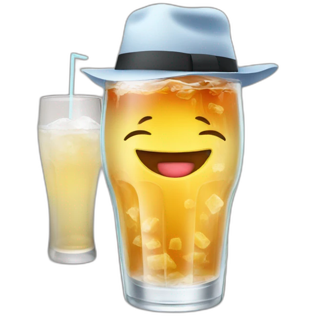 glass of soda with hat emoji