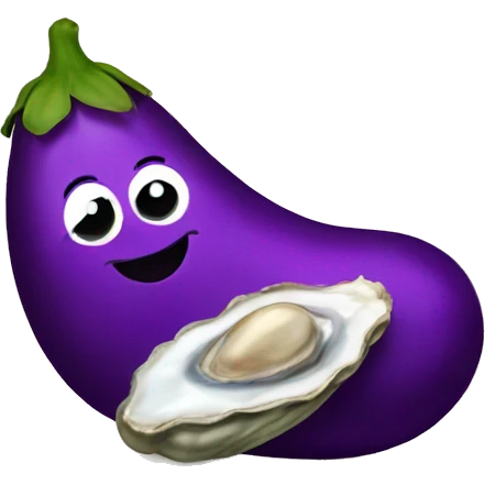 eggplant in love with an oyster emoji