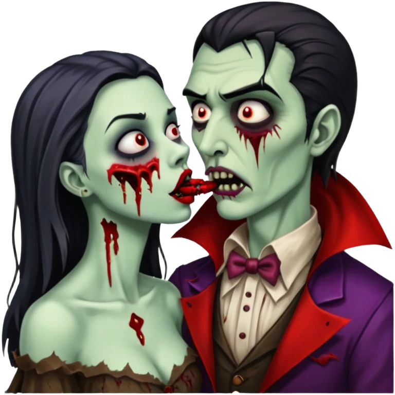 dracula kissing zombie emoji