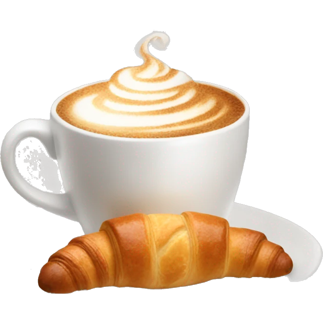Cup of cappuccino with croissant emoji