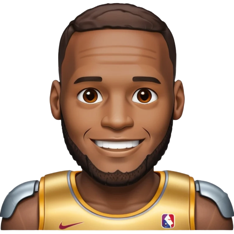 Lebron James smiling
half his face is robot/cyborg like emoji
