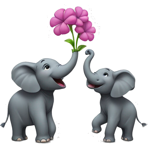 Two elephants rising up left and right separately with Surrogate flower in the center emoji