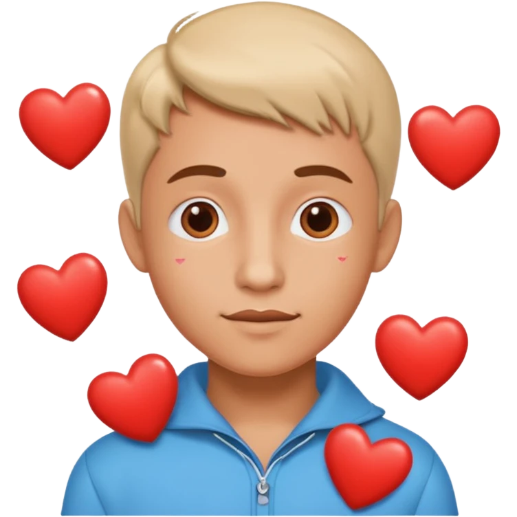 Robin with love hearts emoji