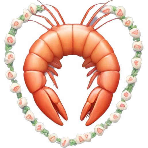 shrimp heart adorned with shrimp garland  emoji