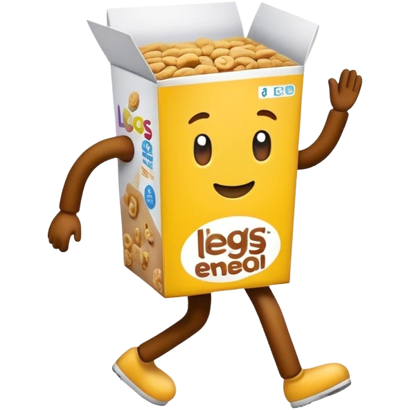 cereal box with legs walking emoji