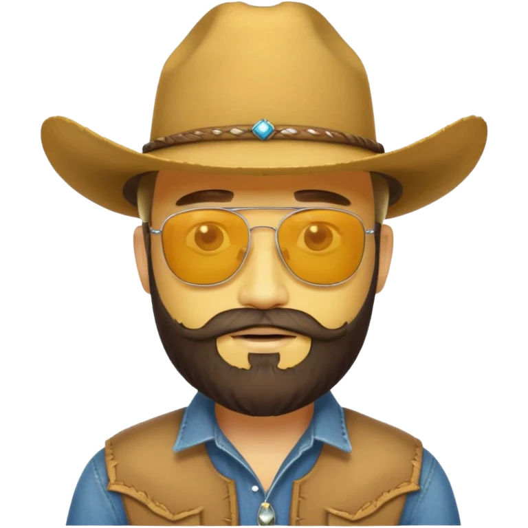 A bearded yellow face with sunglasses and a cowboy hat emoji