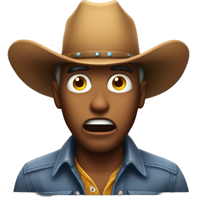 a shocked emoji wearing a cowboy hat emoji