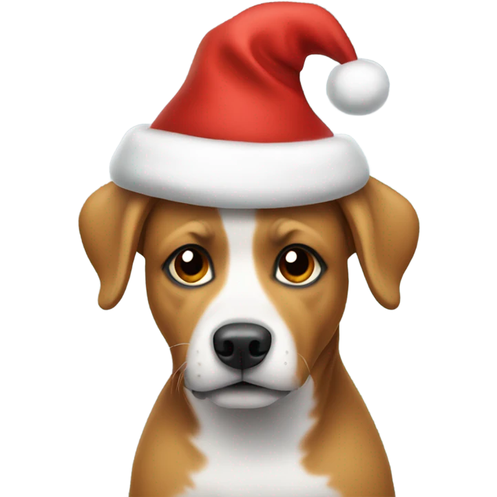 Dog wearing a Santa hat emoji